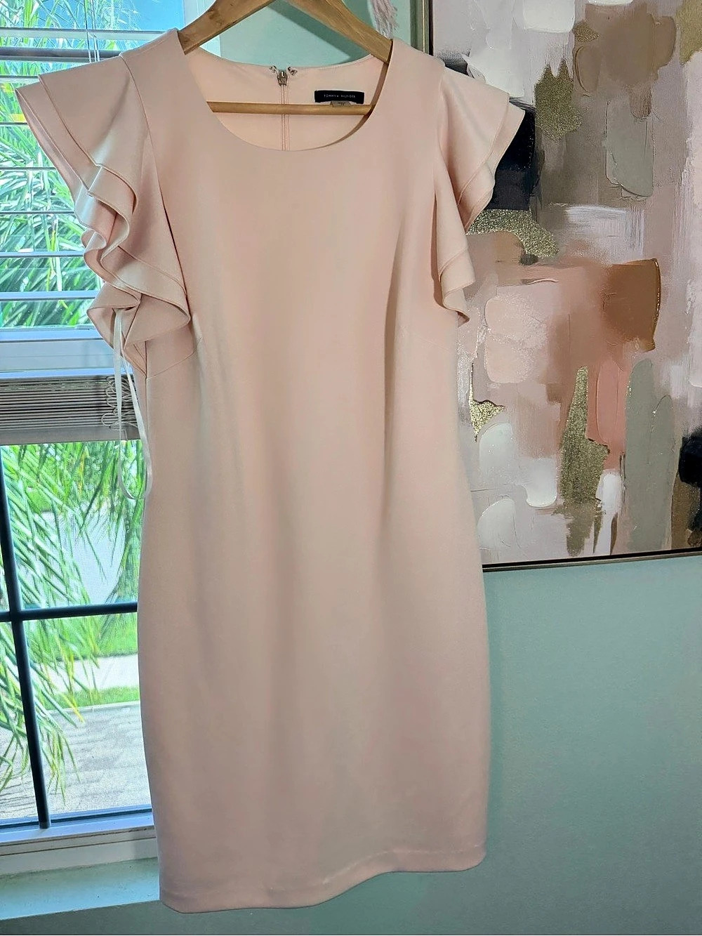 Tommy Hilfiger Flutter Sleeve Sheath Dress Pink Mini Size 12